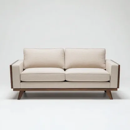 Canapé 2 places-tissu-bois-182x92x85 cm-beige-style moderne-Havoraiabode