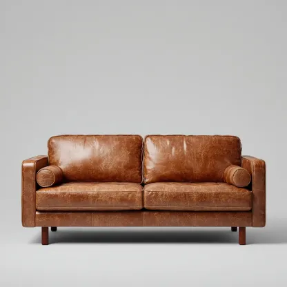 Canapé 2 places - Cuir - 188x95x84 cm - Marron - Style vintage contemporain-Havoraiabode