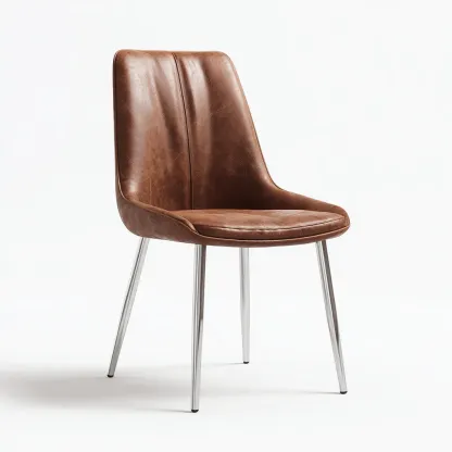 Chaise de salle à manger - Métal-Cuir - 51x58x82 cm - Marron - Style industriel-Havoraiabode