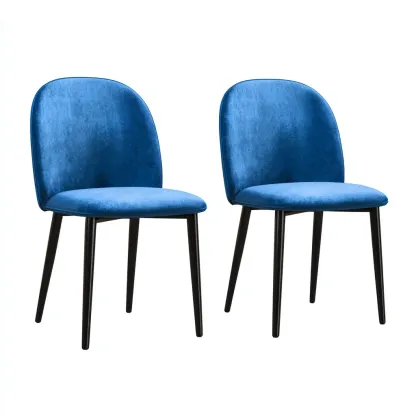 Chaise de salle à manger - Métal-Tissu - 51x59x83 cm - Bleu - Style contemporain-Havoraiabode
