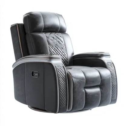 Fauteuil relax-cuir-98x102x114 cm-noir-design contemporain relaxation électrique LED-Havoraiabode