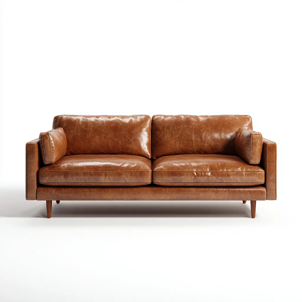 Canapé 2 places - Cuir - 190x96x85 cm - Marron - Style vintage élégant-Havoraiabode