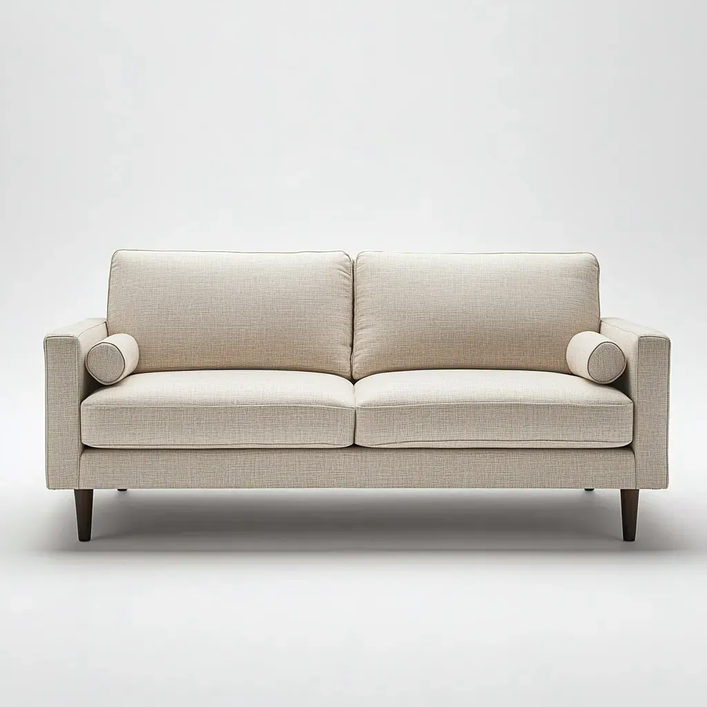 Canapé 2 places-tissu-bois-178x90x84 cm-beige clair-style contemporain-Havoraiabode