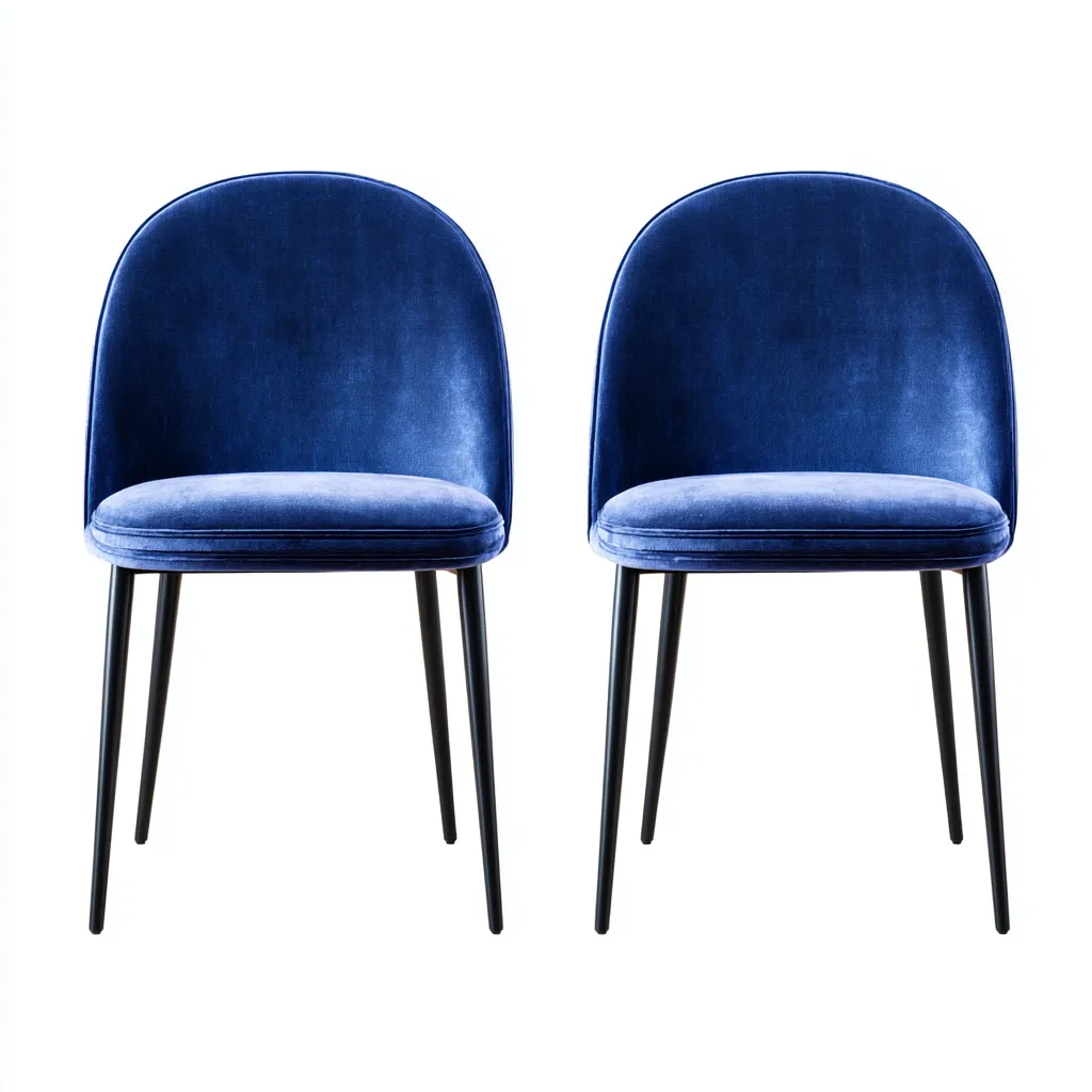 Chaise de salle à manger - Métal-Tissu - 50x58x82 cm - Bleu - Style moderne-Havoraiabode