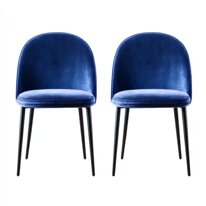 Chaise de salle à manger - Métal-Tissu - 50x58x82 cm - Bleu - Style moderne-Havoraiabode