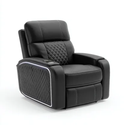 Fauteuil relax-cuir-95x100x112 cm-noir-fonction relaxation électrique avec éclairage LED-Havoraiabode