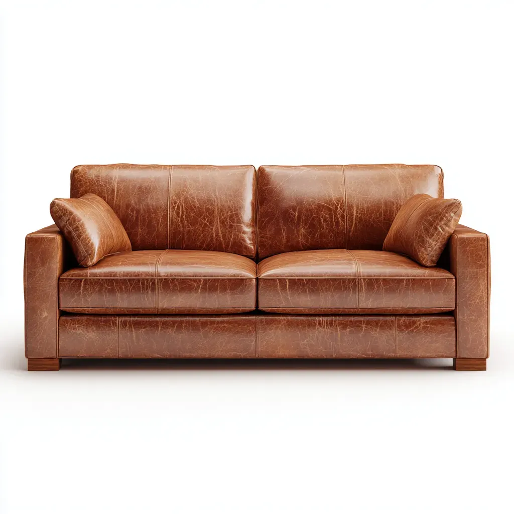 Canapé 2 places - Cuir - 184x92x84 cm - Marron - Style classique contemporain-Havoraiabode