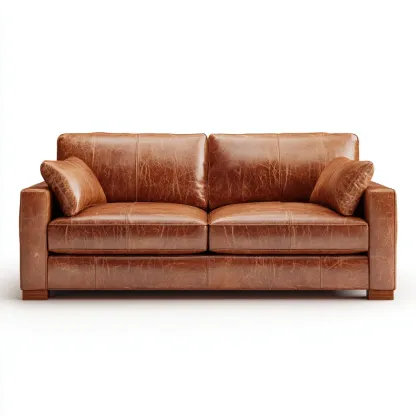 Canapé 2 places - Cuir - 184x92x84 cm - Marron - Style classique contemporain-Havoraiabode