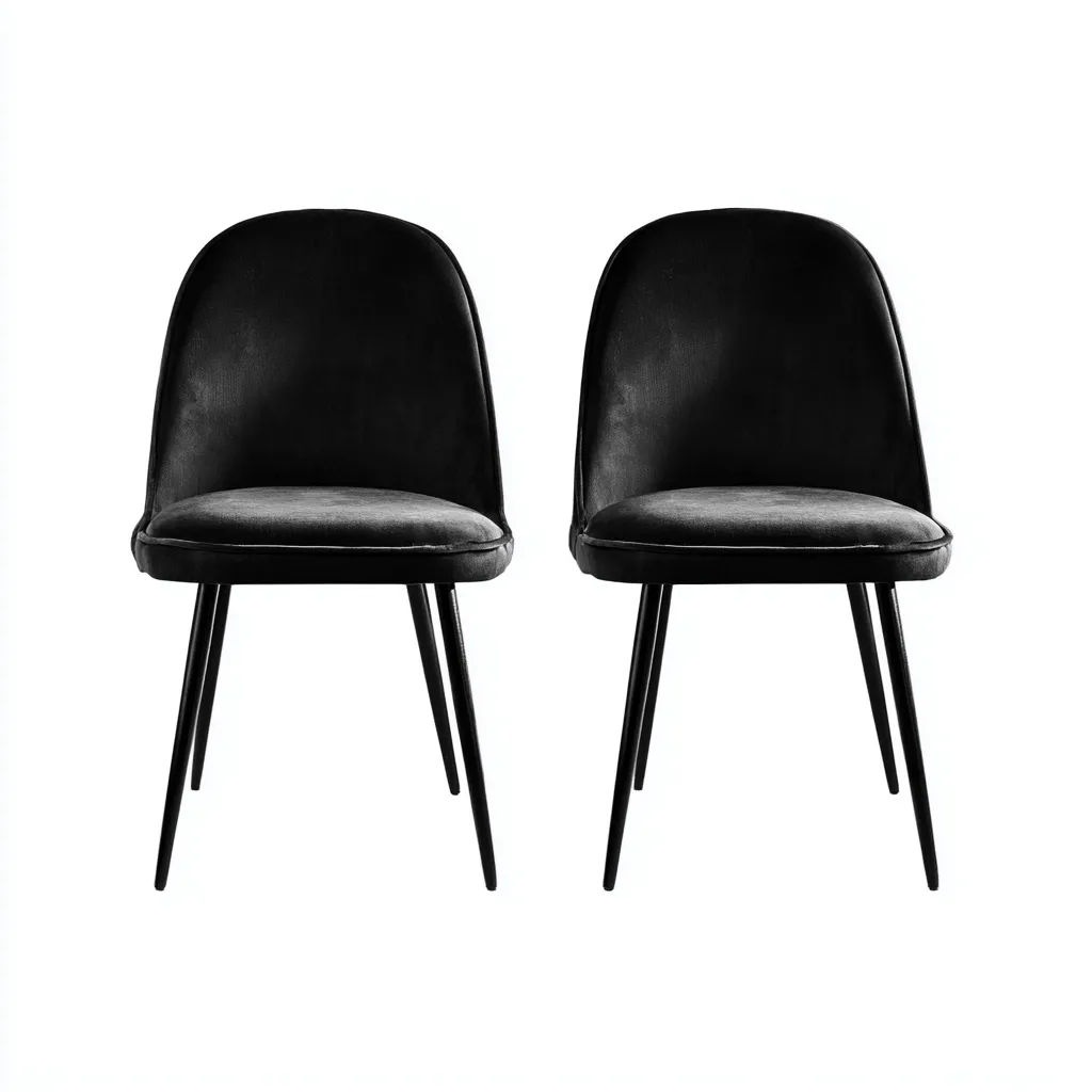 Chaise de salle à manger - Métal-Tissu - 49x56x80 cm - Noir - Style moderne-Havoraiabode