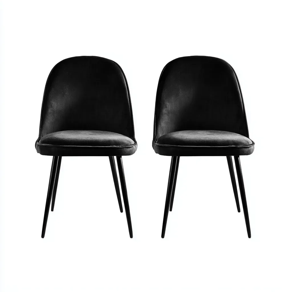 Chaise de salle à manger - Métal-Tissu - 49x56x80 cm - Noir - Style moderne-Havoraiabode