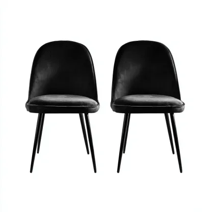 Chaise de salle à manger - Métal-Tissu - 49x56x80 cm - Noir - Style moderne-Havoraiabode