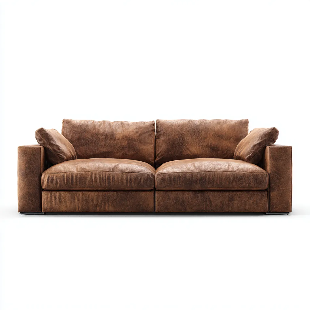 Canapé 2 places - Cuir - 185x95x85 cm - Marron - Style contemporain chaleureux-Havoraiabode