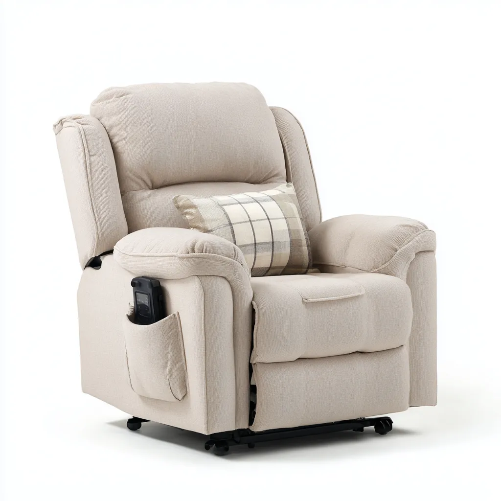 Fauteuil relax-tissu-85x95x105 cm-beige-style confort relax électrique-Havoraiabode