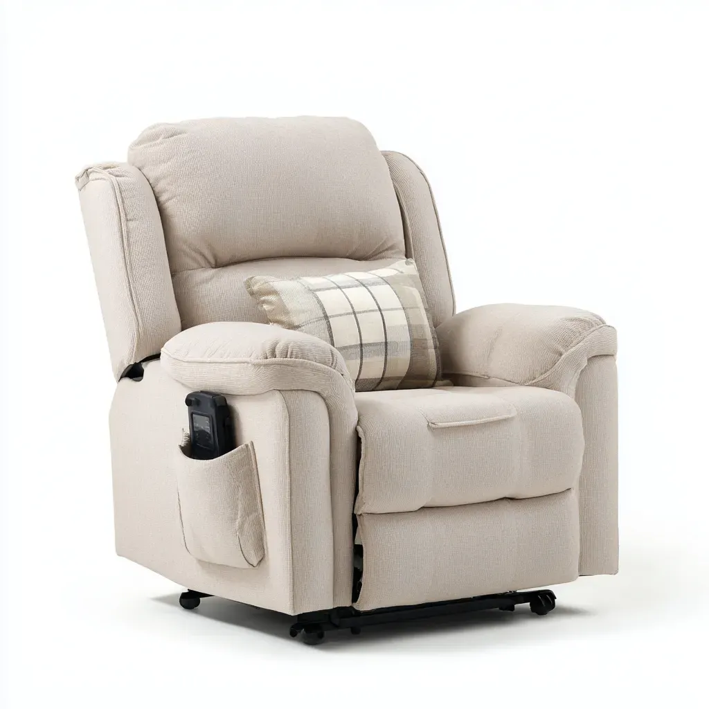 Fauteuil relax-tissu-85x95x105 cm-beige-style confort relax électrique-Havoraiabode
