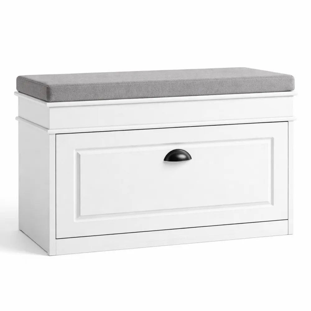 Scarpiera Salvaspazio con Seduta e Contenitore in Legno, 75x24x54cm, Effetto Invecchiato