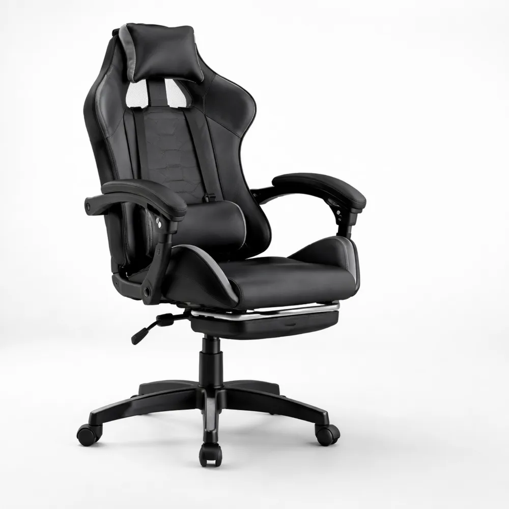 Poltrona da Gaming Ergonomica Reclinabile con Poggiapiedi e Supporto Lombare