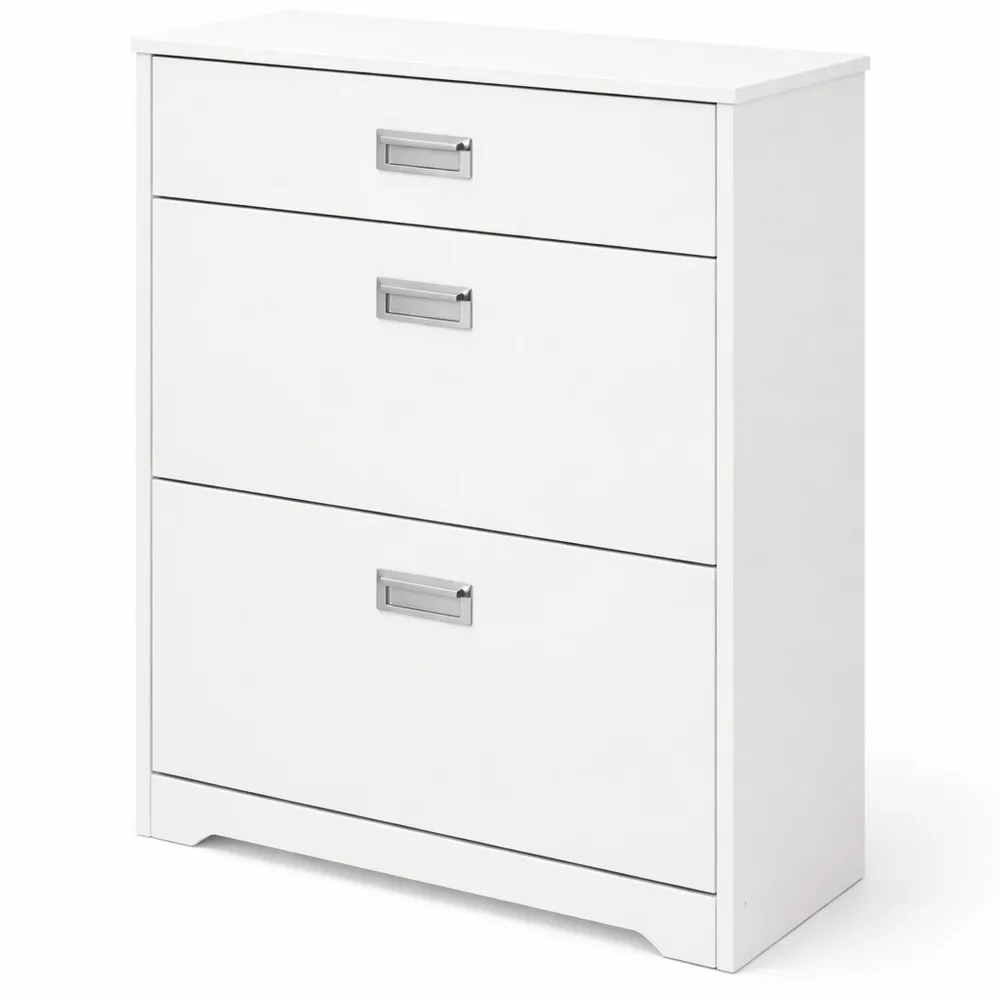 Scarpiera Moderna in Legno con Mensola Regolabile e Cassetto