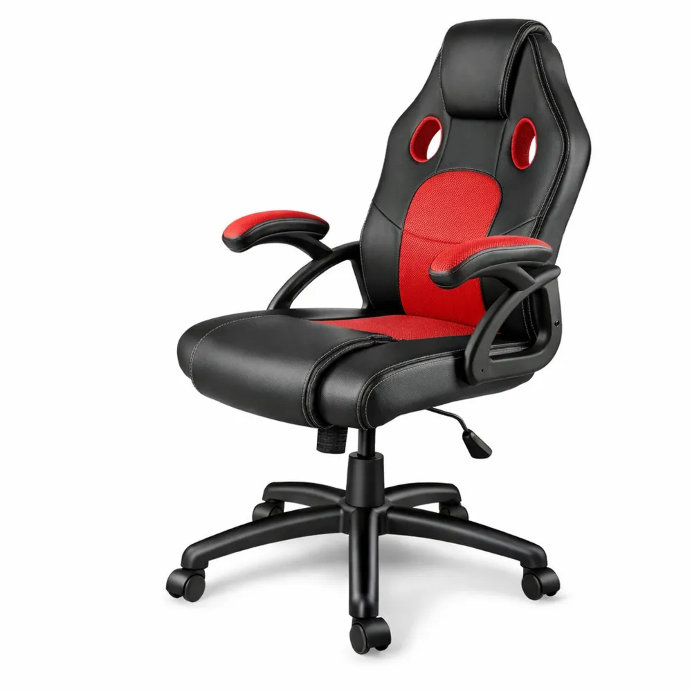 Sedia Ergonomica da Ufficio con Rivestimento Similpelle e Rotazione a 360°