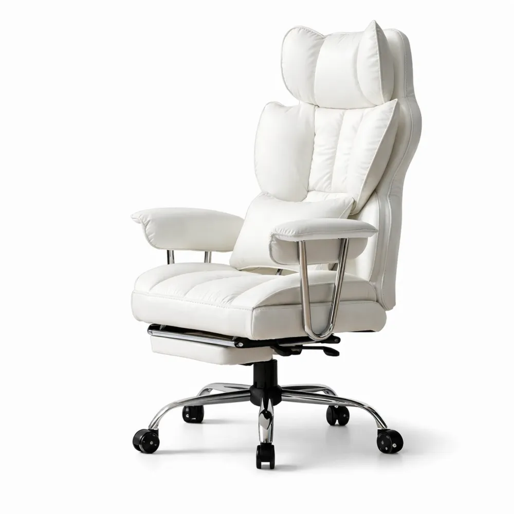 Sedia ergonomica da ufficio in pelle PU con schienale alto e poggiapiedi