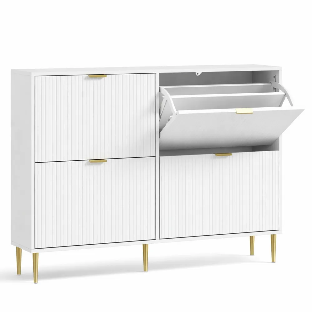 Scarpiera Salvaspazio Moderna a 4 Ante con Ripiani Regolabili