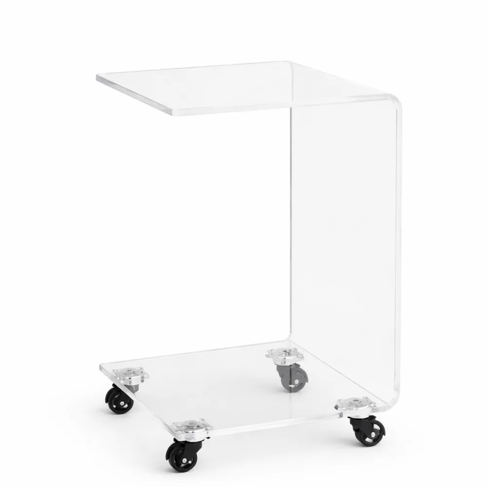 Tavolino da Salotto Moderno con Ruote in Acrilico Trasparente