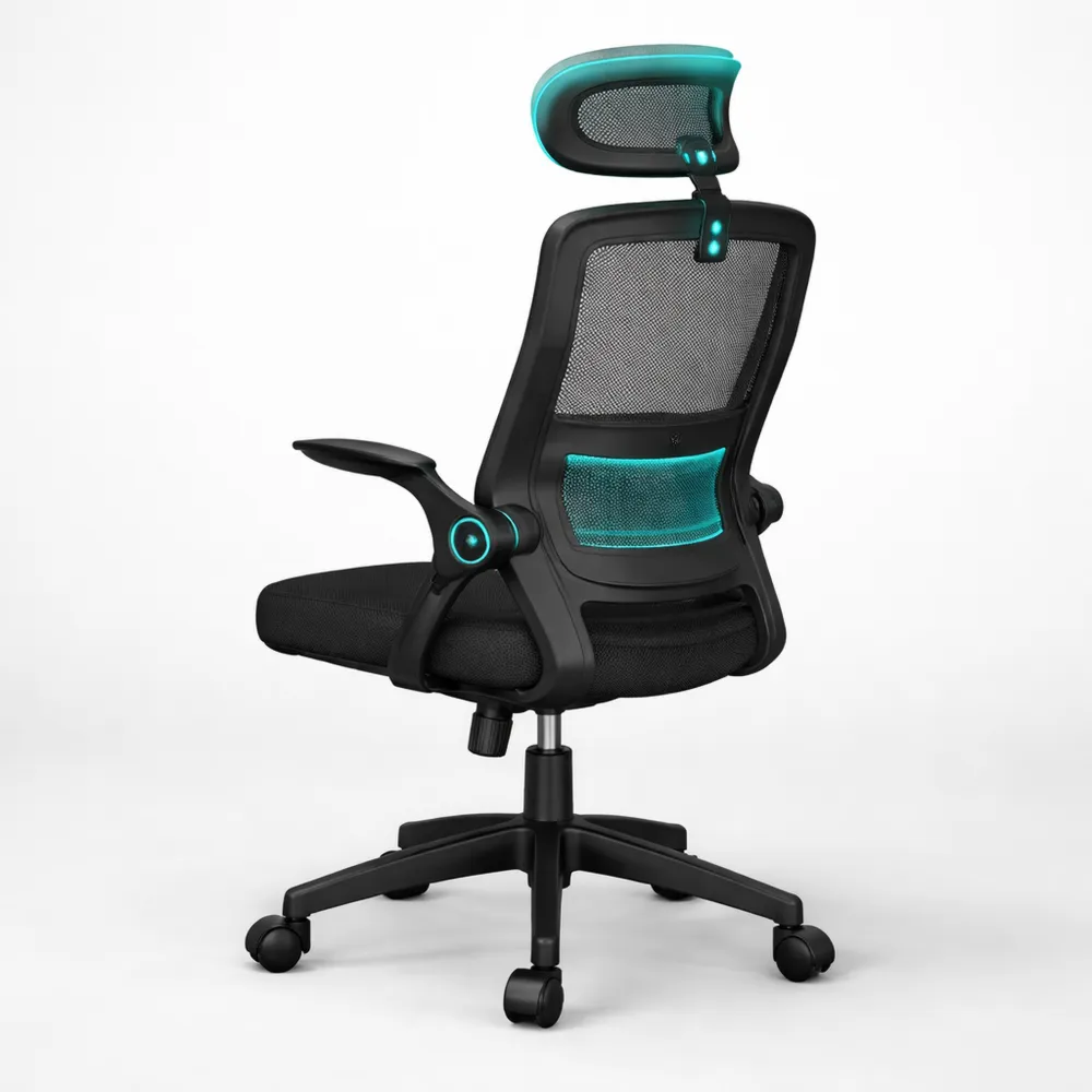Sedia ergonomica da ufficio con supporto lombare e poggiatesta