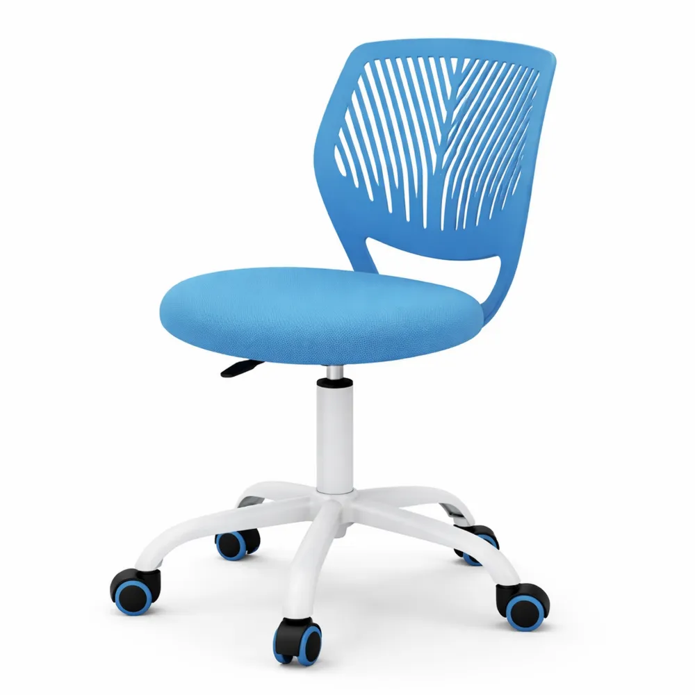 Sedia da ufficio girevole regolabile ergonomica in tessuto Blu
