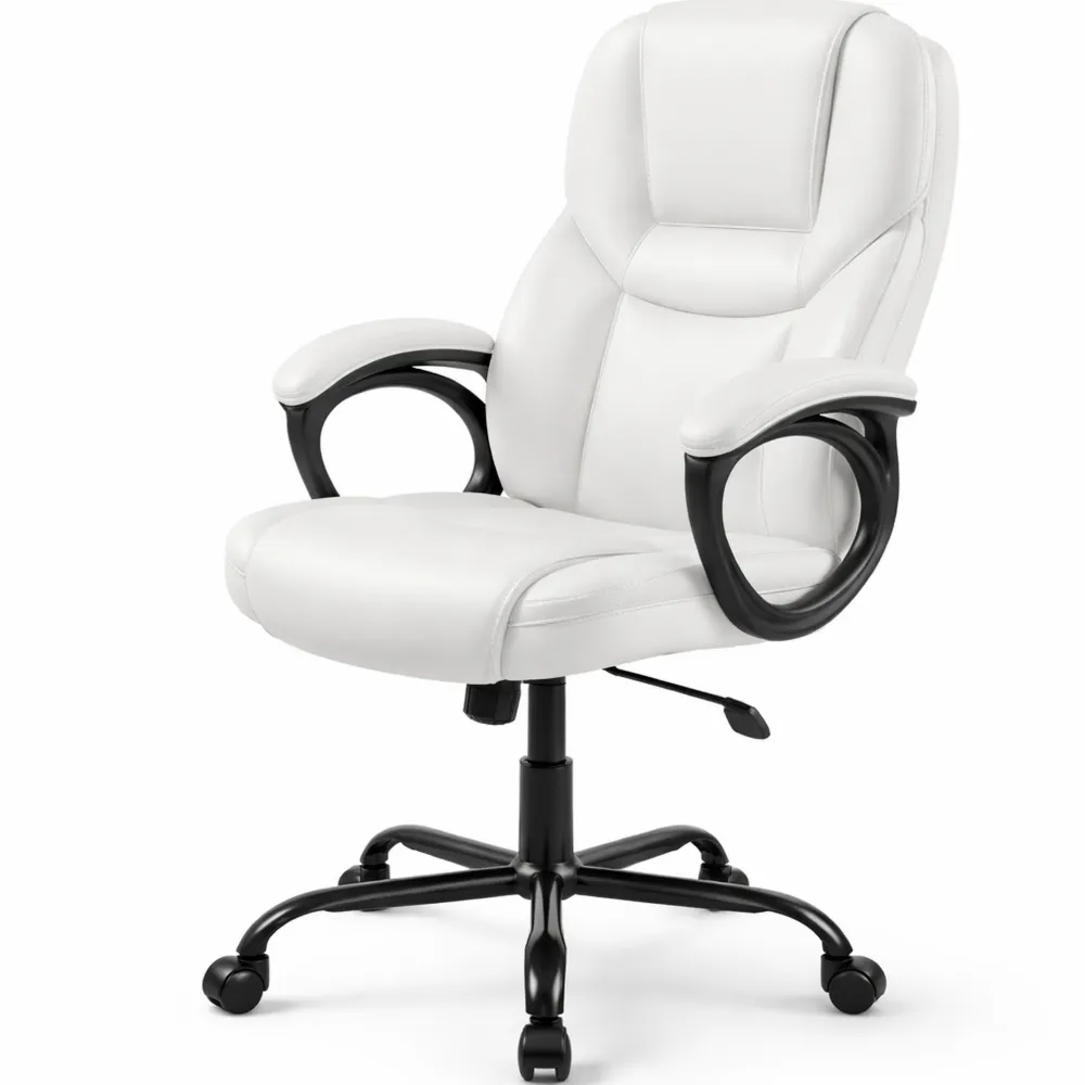 Poltrona da Ufficio Ergonomica in Finta Pelle Bianca