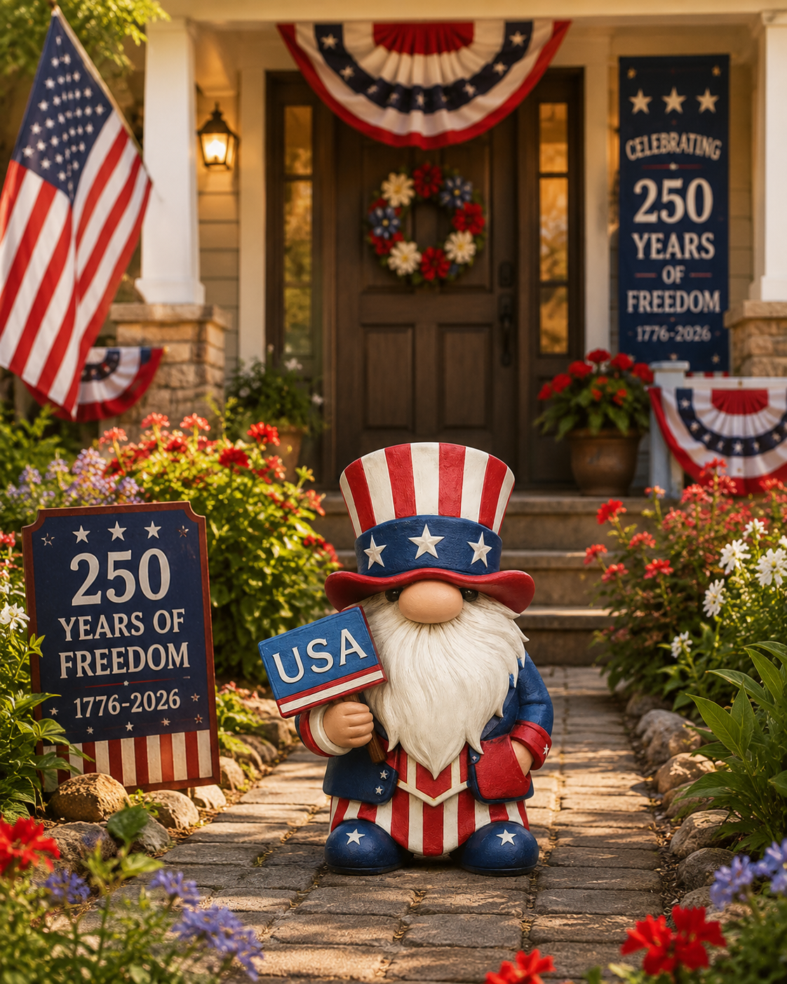 🔥Freedom-Loving Garden Gnome – A Charming Tribute to American Pride