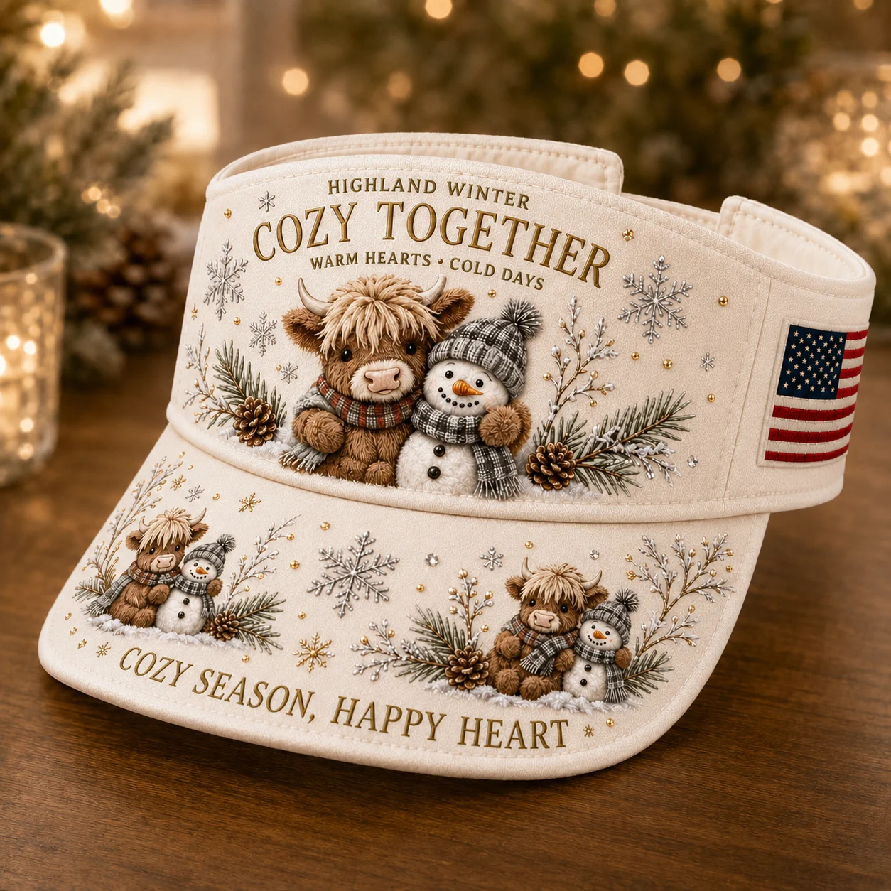 Highland Cow Cozy Together Summer Sun Visor Hat