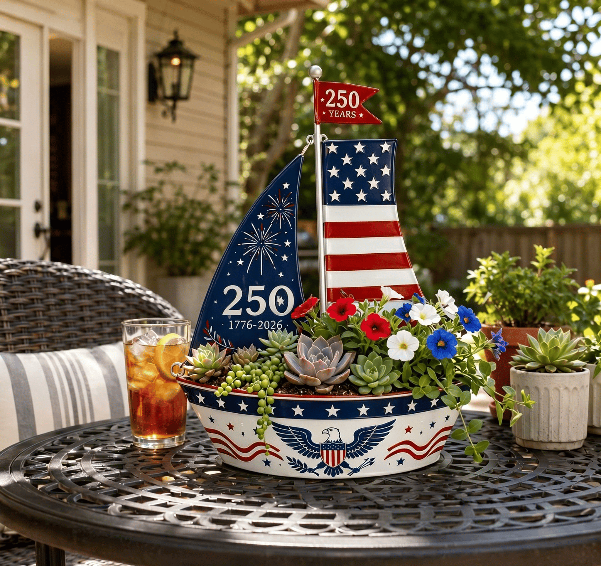 America 250 Freedom Sailboat Planter