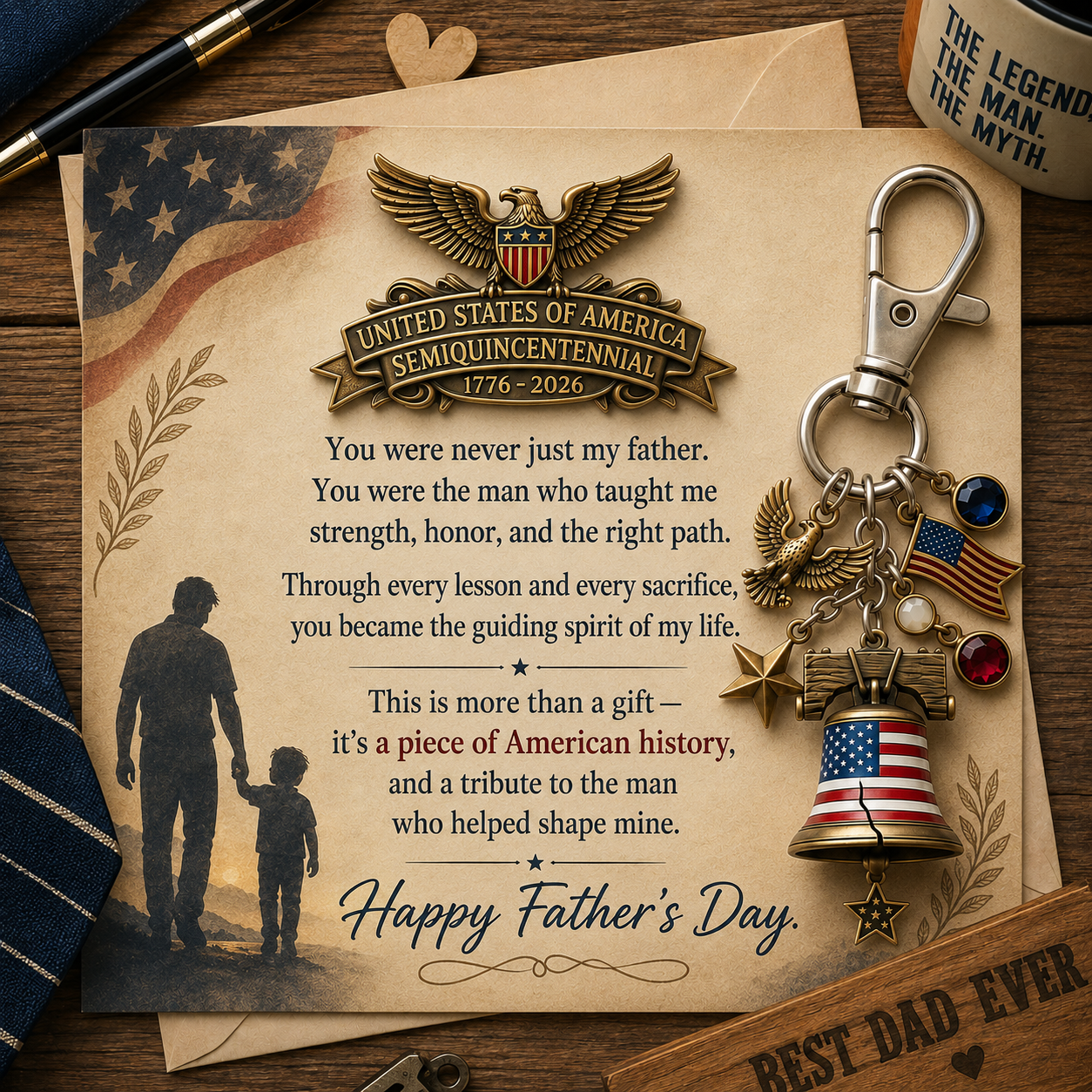 🦅 America 250 Father’s Day Commemorative Keychain