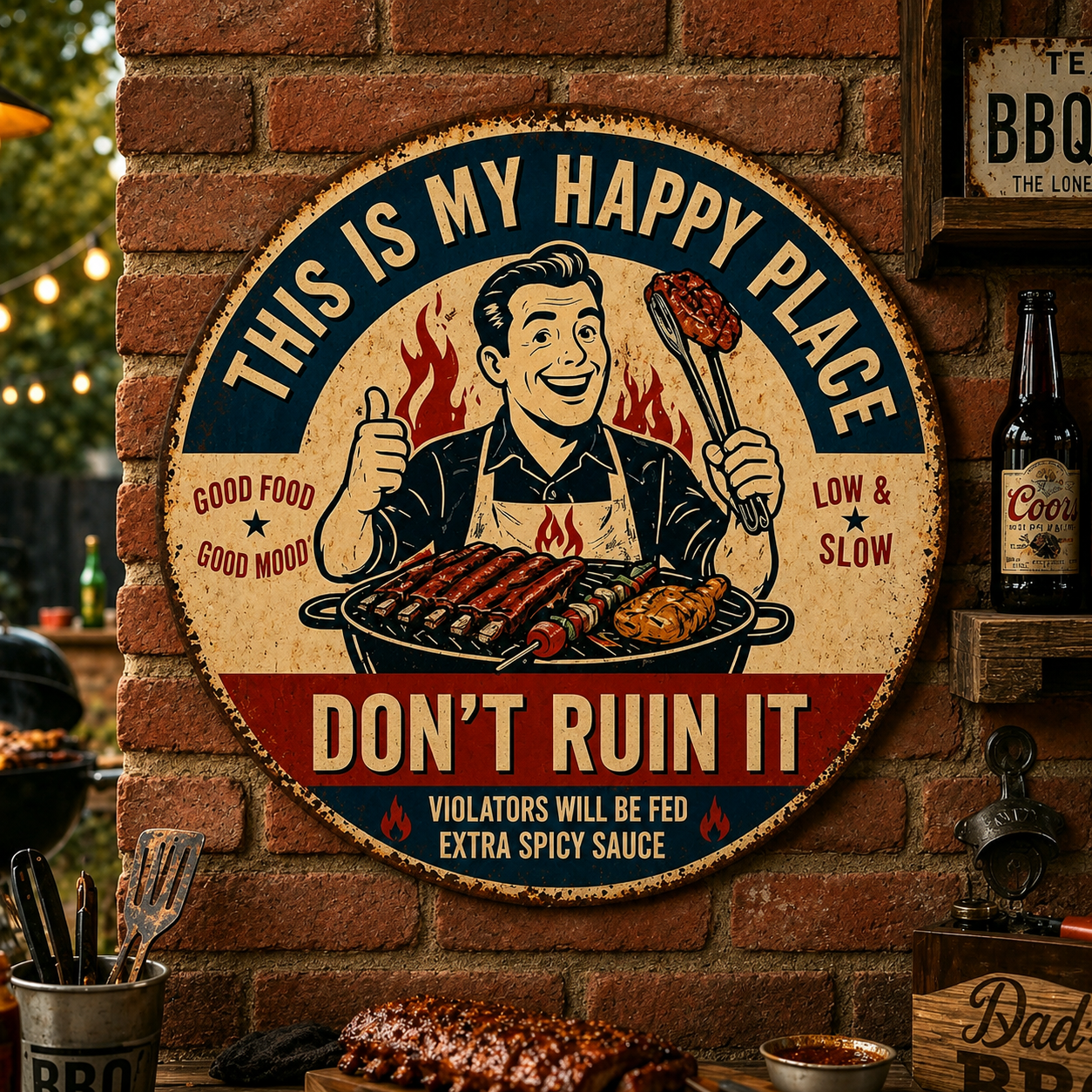 🔥 LAST DAY 60% OFF — "This Is My Happy Place" Metal Sign 🌿🔧