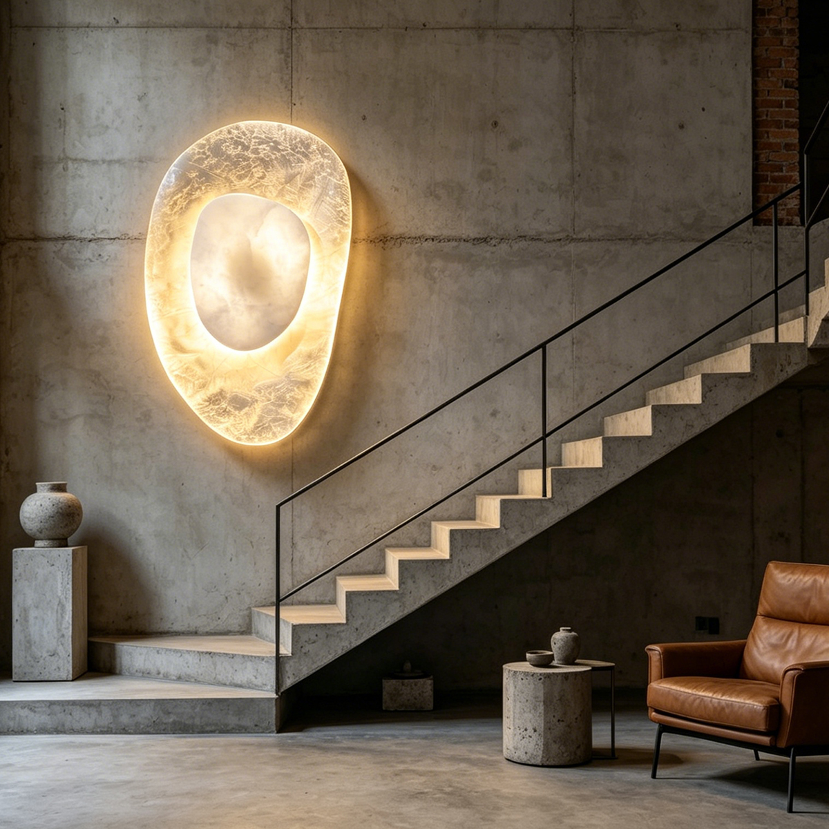 Casailighting Astria Alabaster Wall Sconce, Brushed Stainless Steel