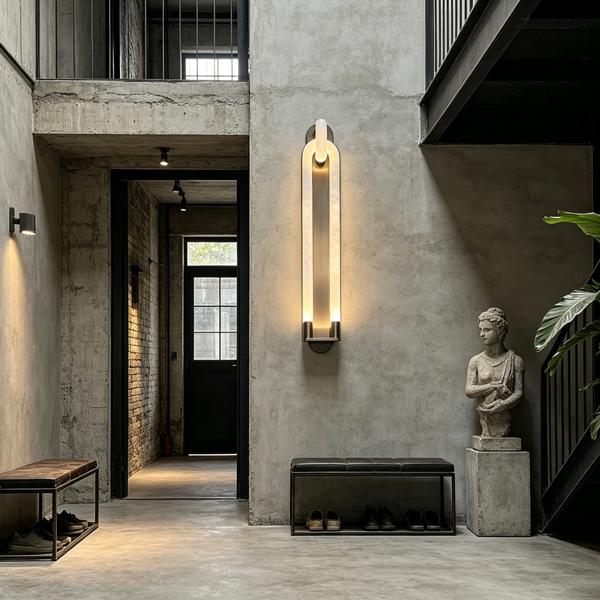 Casailighting Astria II Alabaster Wall Sconce | Brushed Stainless Steel & Natural Stone