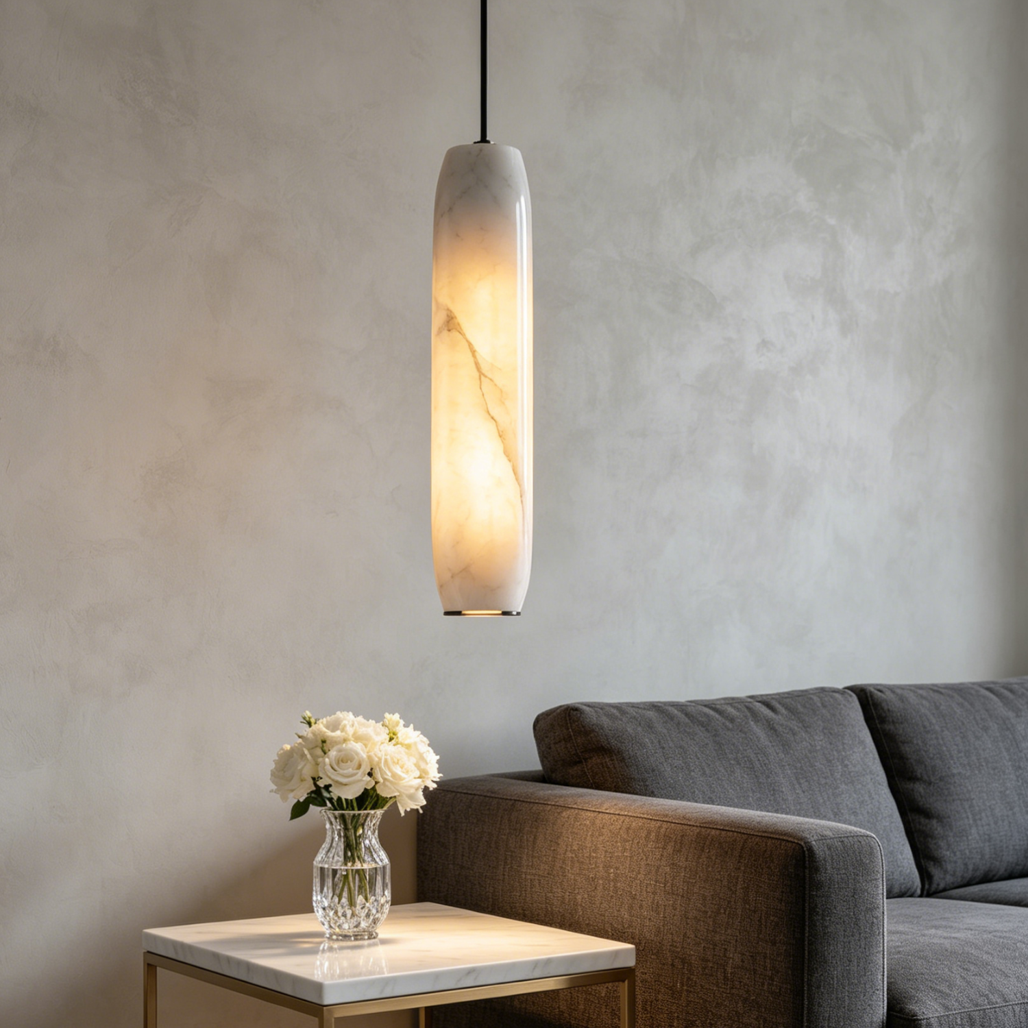 Alabaster Flute Pendant Light