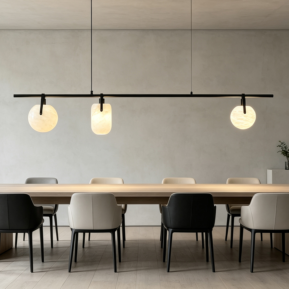 Casailighting 3-Light Mixed Shape Alabaster & Brass Linear Pendant