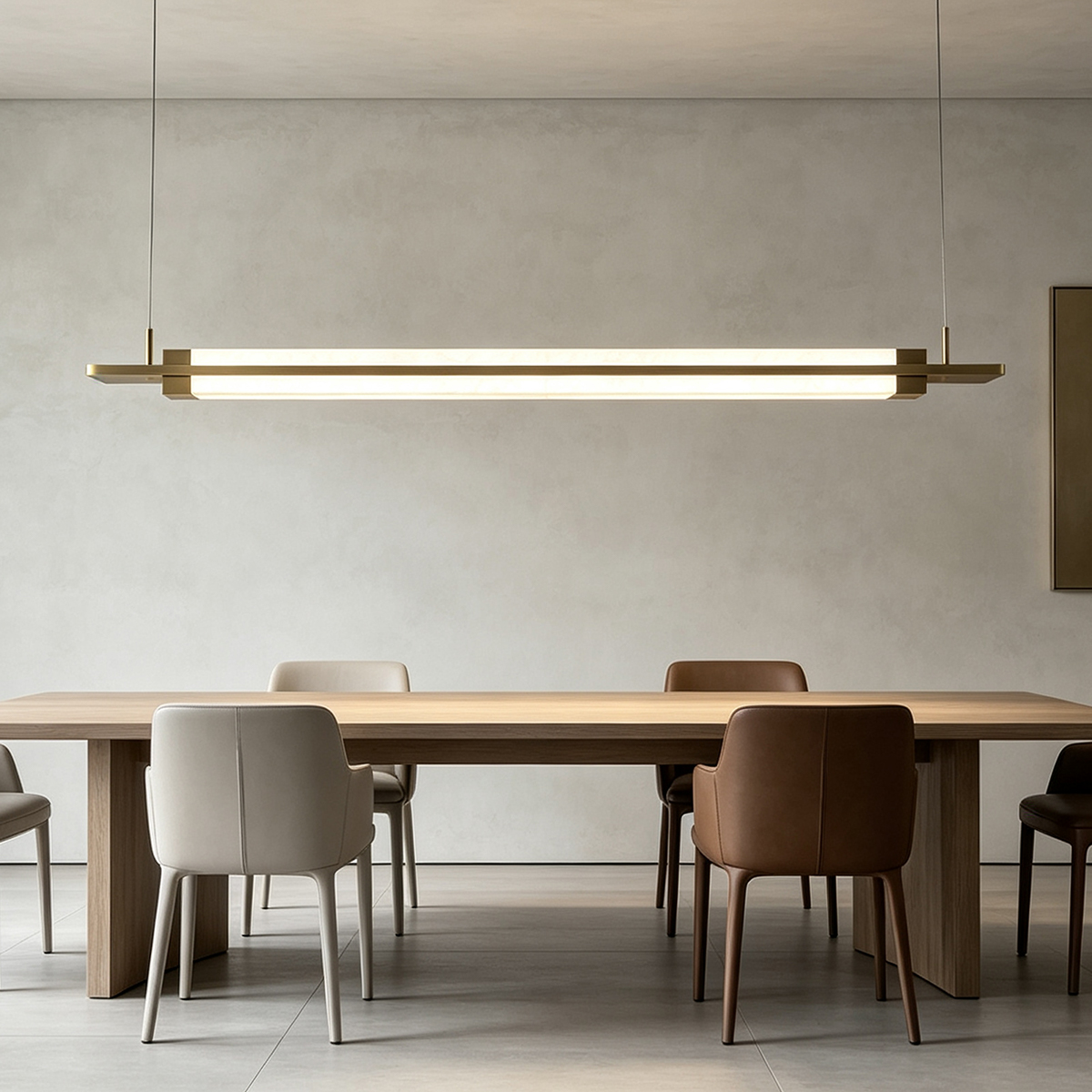 Casailighting Double-Layer Linear Alabaster & Brass Pendant Light