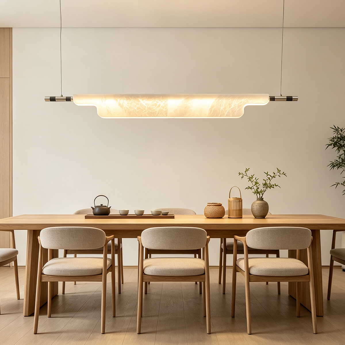 Casailighting Linear Alabaster & Brass Pendant Light