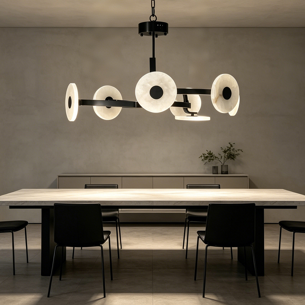 Casailighting Modern Linear Alabaster & Brass Chandelier