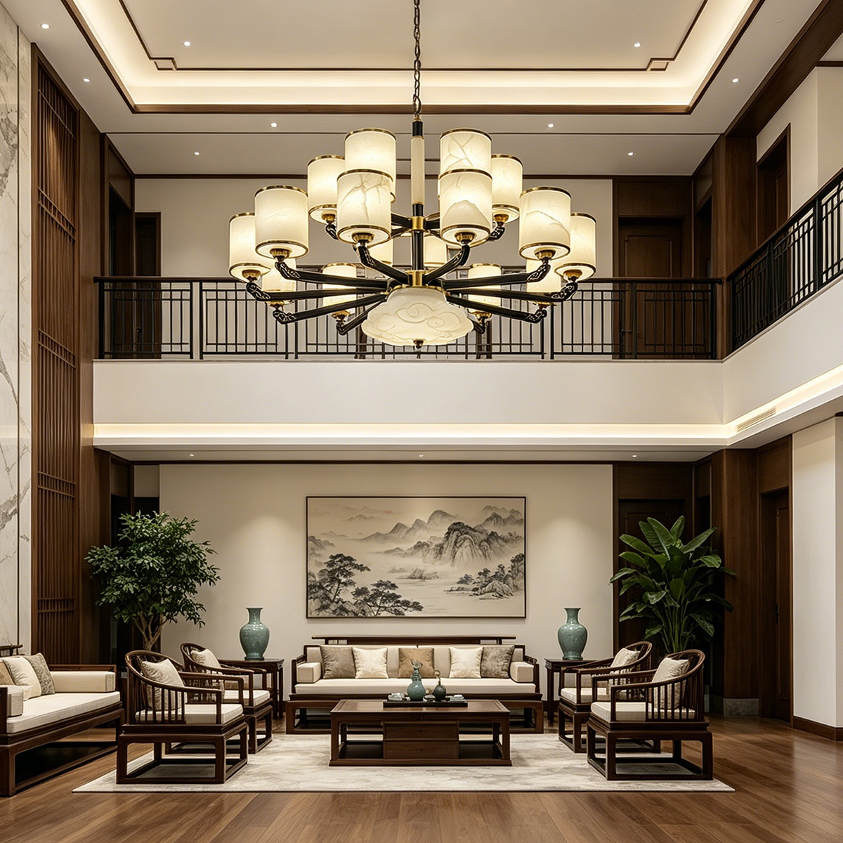 Casailighting Grand Multi-Light Alabaster & Brass Chandelier