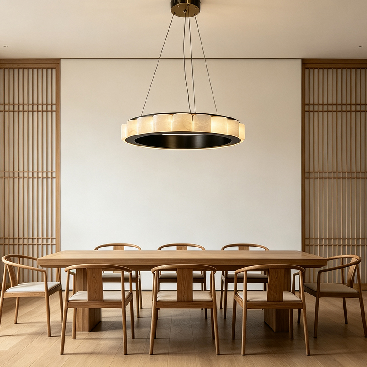 Casailighting Circular Alabaster & Brass LED Chandelier