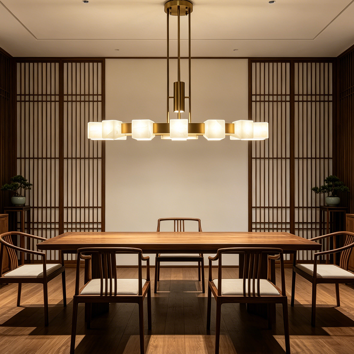 Casailighting Tiered Polygonal Alabaster & Brass Chandelier