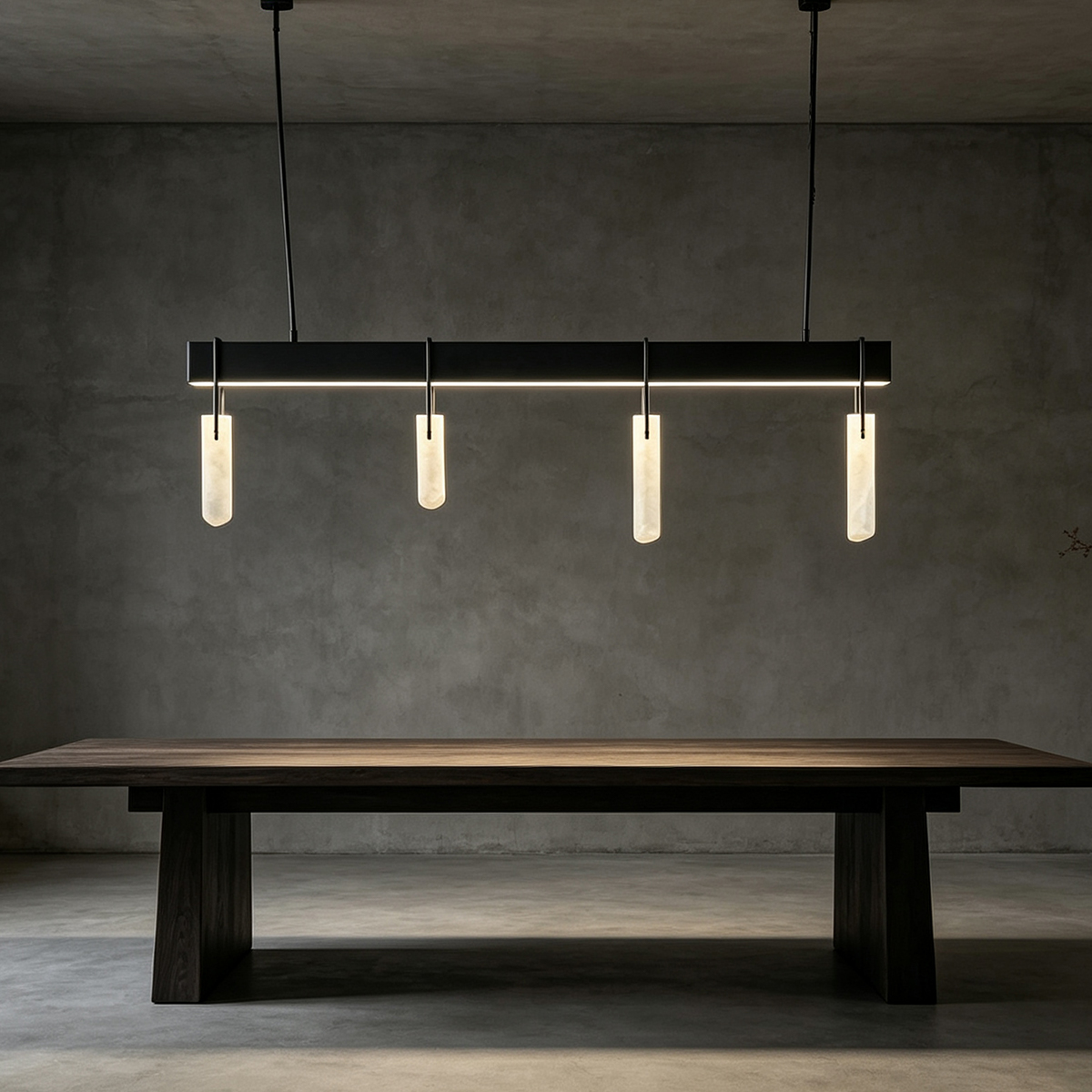 Casailighting Linear Alabaster & Blackened Brass Chandelier