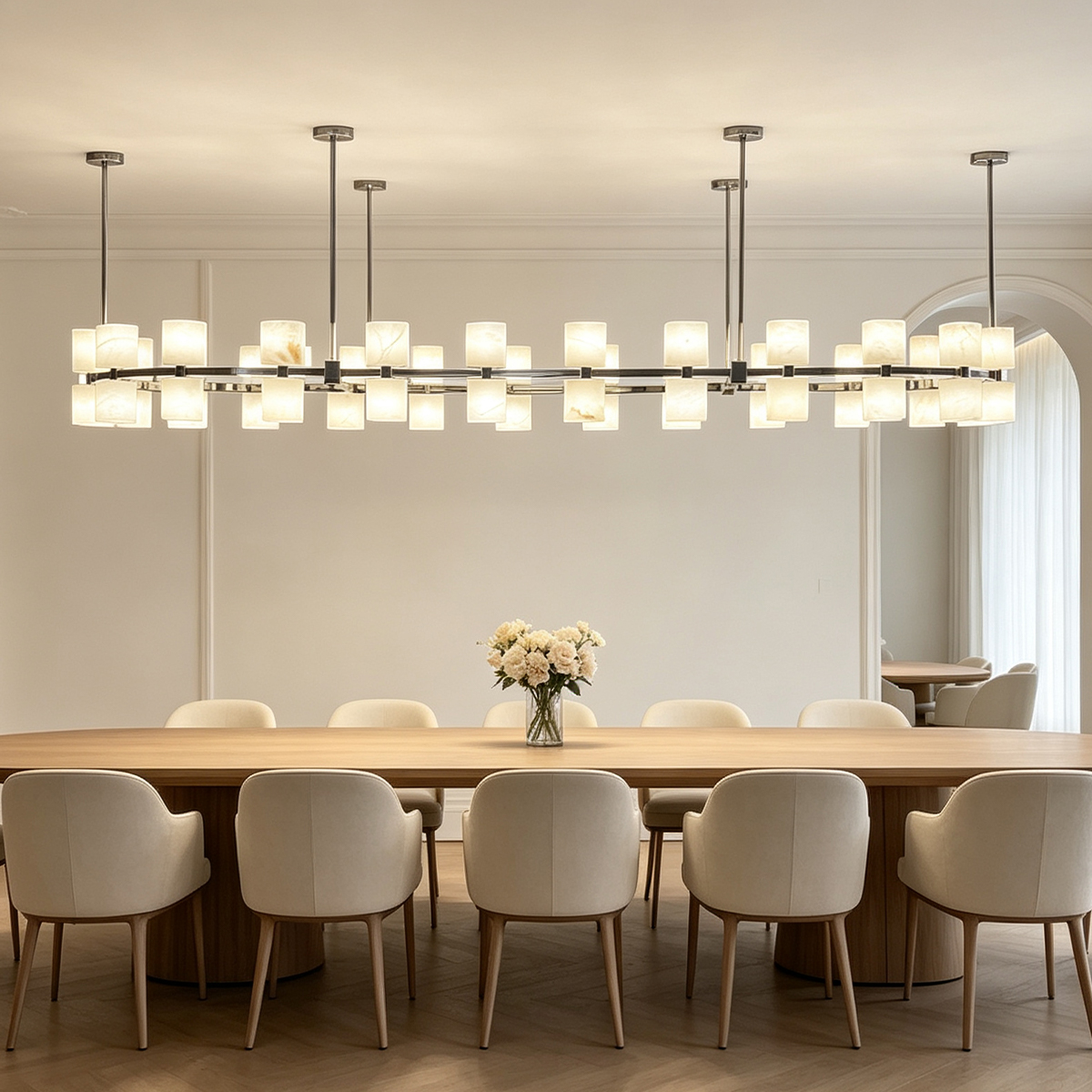 Casailighting Oval Alabaster & Brass Chandelier 