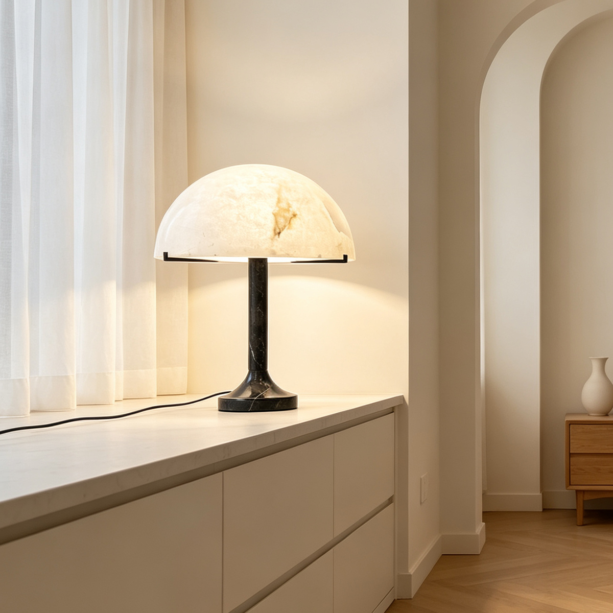 Casailighting Emerie Alabaster Table Lamp | Brass Base & Natural Stone