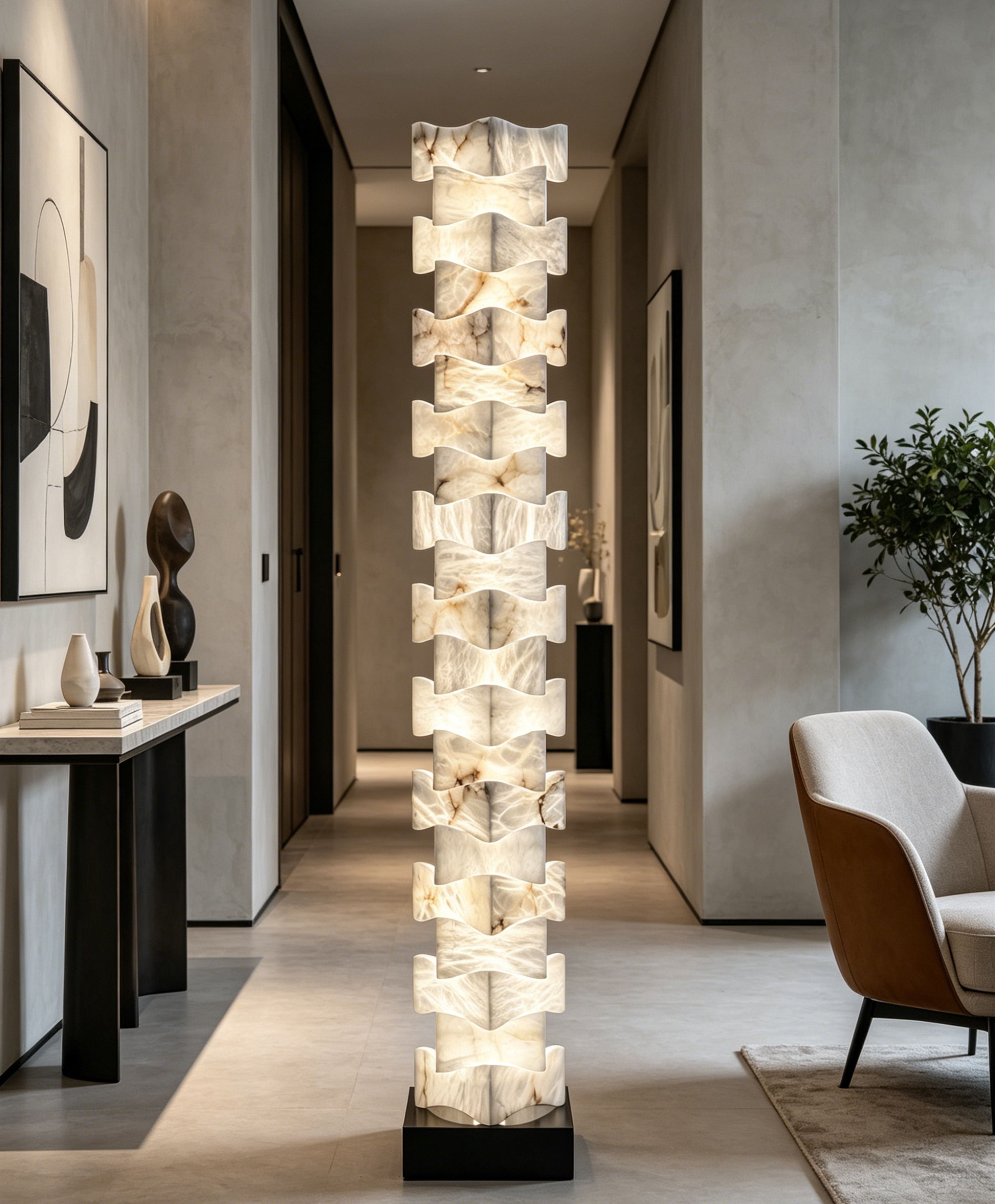 Casailighting Handcrafted Layered Alabaster Floor Lamp