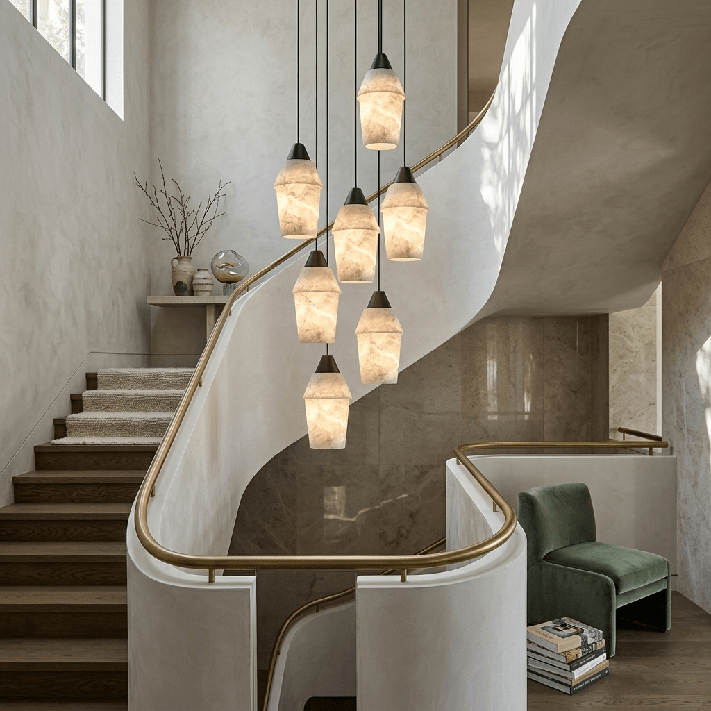 Spindle Alabaster Cluster Chandelier