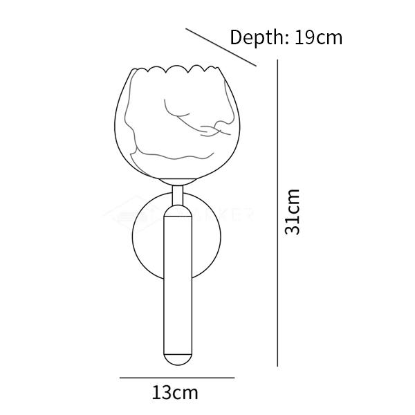 Mian Alabaster Flower Wall Sconce — size diagram