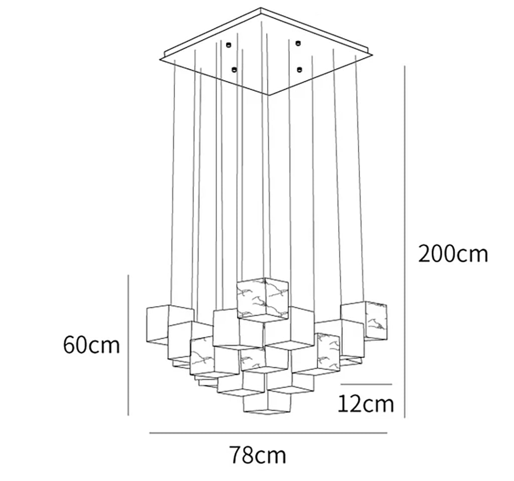 Alabaster Cube Box Chandelier